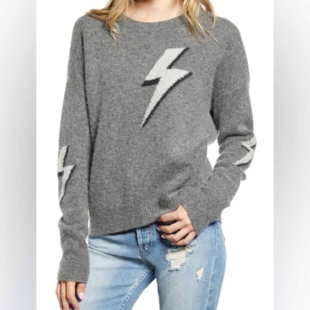 Rails Cashmere Soft Wool Blend Lightning Bolt Gra… - image 1